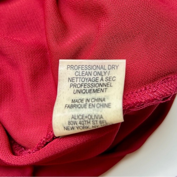 Alice + Olivia Red Silk Long Sleeve Ruched Goddess Mini Dress Size 6 NWT - Picture 16 of 16